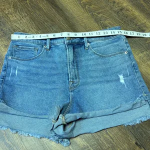Good American Cut Off Blue Denim Jean Shorts Womens 12/31 High Rise Stretch thumbnail 2
