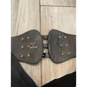 Vintage Wide Stretch Waist Belt Brown Croc Embossed Adjustable Triple Buckle 2X thumbnail 4