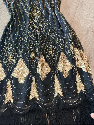 PrettyGuide Black Sequin Fringe Cocktail Dress Size M thumbnail 9