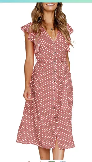 Amazon Pink Polka Dot Dress thumbnail 1