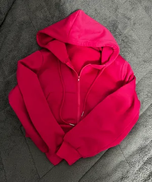 SheIn cropped pink zip up thumbnail 1