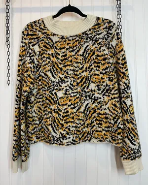 Rachel Comey X Target Animal Crewneck Pullover Sweater Cream Yellow Black Size S thumbnail 1