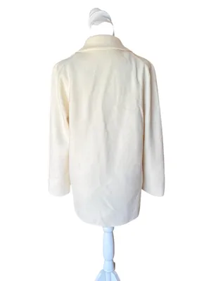 J Crew Cecile Relaxed Sweater Blazer Cotton Wool Blend Womens Small Ivory thumbnail 2