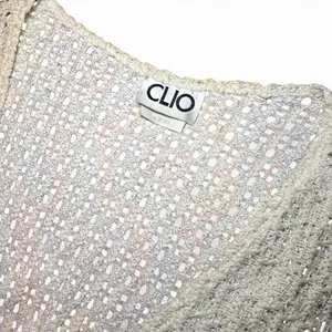 CLIO VTG 90s Off-White Dainty Lace Crochet Knit Button-Up Cinched Vest — MEDIUM thumbnail 2