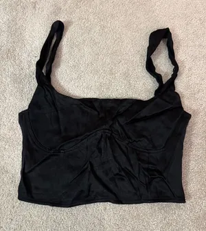 Zara Black Cropped Bustier Tank thumbnail 1