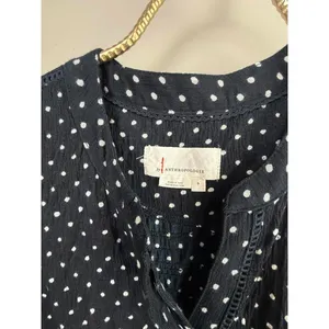Anthropologie Black Polka Dot Sleeveless Tiered Tunic Top - Size - Small thumbnail 4