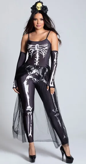 NEW Dreamgirl Bare Bones Babe Sexy Skeleton Costume Size Medium thumbnail 1