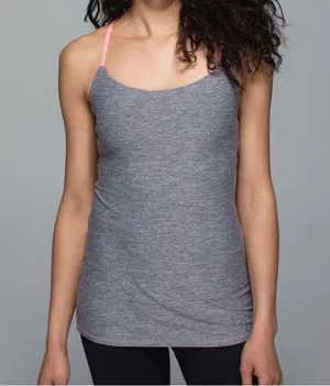 Lululemon Dancing Warrior Gray Strappy Yoga Tank Hot Pink Detail thumbnail 1