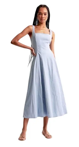 Abercrombie and fitch The A&F Mila Midi Dress corset lilac blue size SP spring thumbnail 1