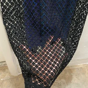 Rampage Old Hollywood Glam Black Netted Blue Lined Sequined Floor Length Dress thumbnail 5