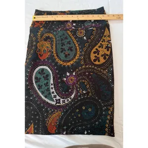 LuLaRoe‎ Cassie Pencil Skirt Small Black Multi Color Paisley Boho Stretch Knit thumbnail 3