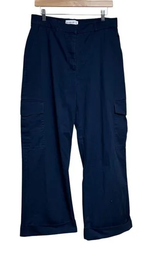 Abercrombie & Fitch Womens Cargo Pants Wide Leg Cropped Blue Size M‎ thumbnail 1