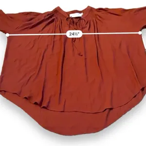 Astr The Label Rust Red Orange Long Sleeve V Neck Tie Blouse Sz S NEW‎ thumbnail 8