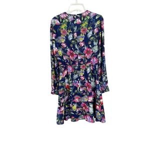 J Crew Long Sleeve‎ Flouncy Hem Dress Painted Floral Size 00 thumbnail 2