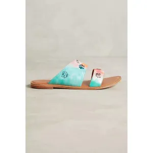 NEW Anthropologie JASPER & JEERA Painted Leather Slide Sandals Brown Gold 37 thumbnail 9