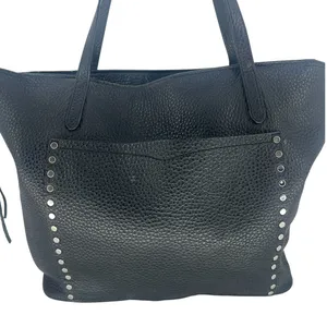 Rebecca Minkoff Unlined Front‎ Pocket Leather Tote Black Studded thumbnail 2