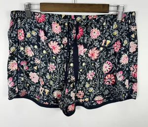 LOFT Pajama Shorts Womens Medium Navy Blue Pink Floral Sleepwear‎ Loungewear thumbnail 1
