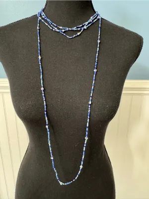 NWT FREE PEOPLE Summer Dive Necklace Blue Bead Layered 🌊🏝️ thumbnail 5