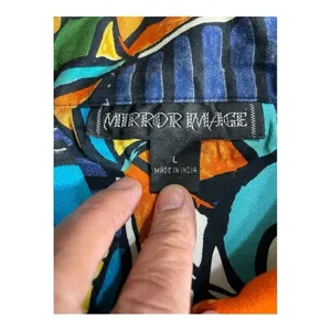 VTG Mirror Image Wearable Art Fitted Button Front Colorful Abstract Jacket - L thumbnail 9