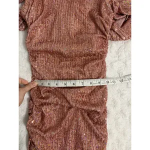 Hello Molly Pink Frequent The Club Sequin Draped Sleeves Ruched Mini Dress 2 thumbnail 9