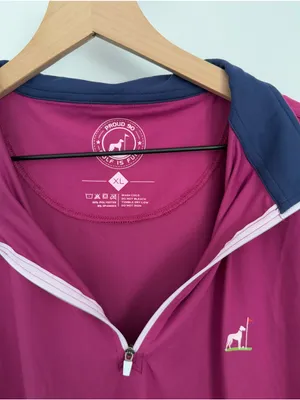 Proud 90 Golf is Fun Men’s XL Quarter Zip Pullover Magenta Golf Athletic Outdoor thumbnail 5