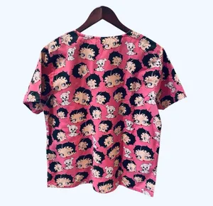 Retro Betty Boop Scrub Nursing Top Medical Pink Cartoon M Scrubs Nurse thumbnail 3