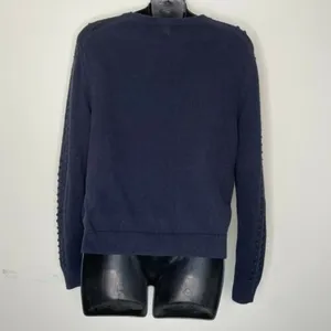 Brooks Brothers Navy Blue Crew Neck Sweater Long Sleeve Pom Women's Size‎ Large thumbnail 4