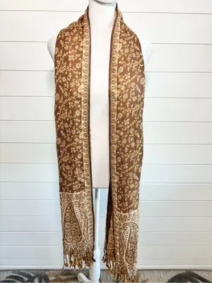Elegant Brown Paisley Infinity Scarf - Women Accessories thumbnail 4