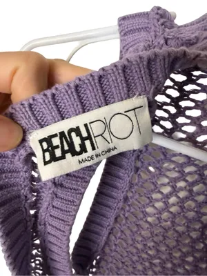 👗 Beach Riot‎ Holly Crochet Swim Cover-Up Dress XS Purple Open Knit Maxi 👗 thumbnail 4