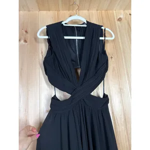 NWT Lulus Vivid Imagination Black Cutout Maxi Dress Wedding Bridesmaid Size M thumbnail 4