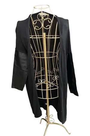 Zara black faux leather elbow open cardigan size medium thumbnail 1