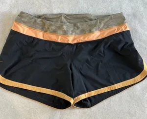 Lululemon Shorts Gray & Orange Run Times MidRise Pull On Athletic Women size 10 thumbnail 1