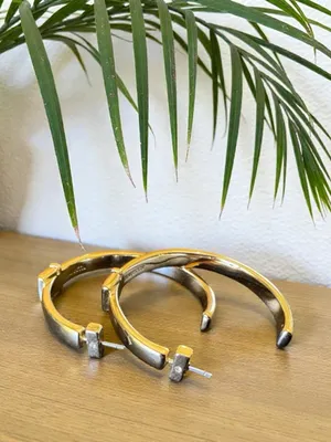 ALLSAINTS Gold Tone Buckle Hoop Earrings - McBling Baddie thumbnail 7