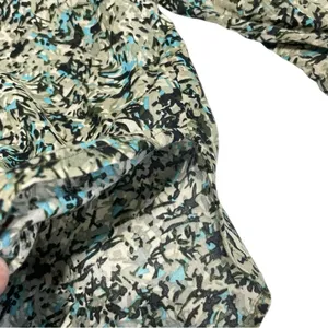 LOFT Pintucked Ruffle Mock Neck Floral Blouse Medium Black Green Cotton Boho Top thumbnail 6