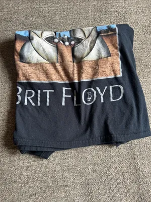 Vintage Gildan Black Brit Floyd Graphic Tee with Blue and Tan Artwork | Large thumbnail 8