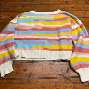 Hyfve Womens Large Multicolor Striped Knit Sweater Crewneck Drop Shoulder Pastel thumbnail 4