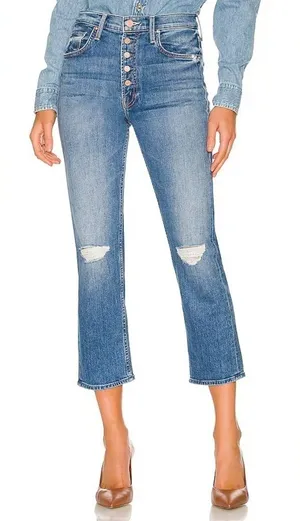 Mother Denim The Pixie Tomcat Crop Not Cut & Pasted‎ Jeans Distressed Button Fly thumbnail 1