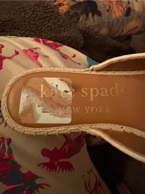 Kate Spade New York Woven Stripe Pom Mule - Beige and Black EUC Size 7.5 thumbnail 5