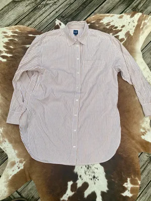 Gap Striped Button Down Tunic Sz M thumbnail 2