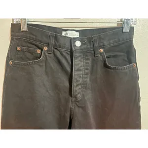 Zara Straight Leg Jeans Womens‎ 4 Black Excellent High Waisted Cotton Denim thumbnail 7