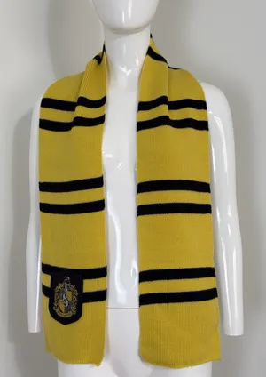 Harry Potter Wizarding World Hufflepuff Knit Scarf Black Yellow Unisex thumbnail 1