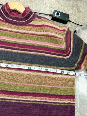 Tiara International Vintage Mock Neck Knit Sweater Grandma in Multi Stripe X thumbnail 8