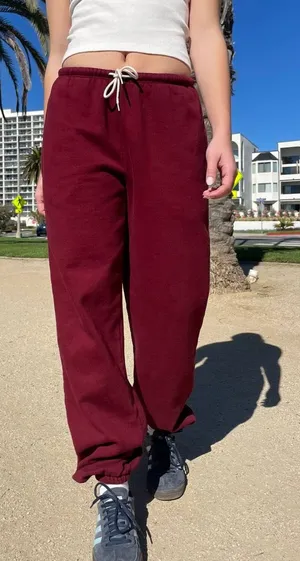 John Galt Brandy Melville Rosa Sweatpants - Burgundy thumbnail 1
