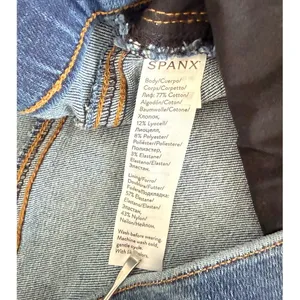 Spanx Jean-ish Ankle Leggings Medium Indigo Distressed Raw‎ Hem Tall Large L/G thumbnail 8