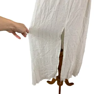 Lulus White Strapless‎ Maxi Dress Metallic Thread Drawstring Waist XS thumbnail 4