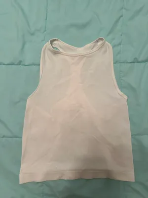 Free People White Ribbed Racerback Tank thumbnail 3