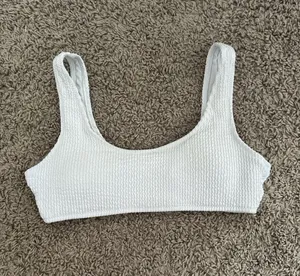 white ribbed bikini top thumbnail 1