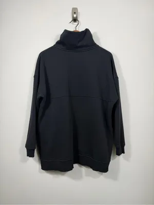 Old Navy Women’s Black Oversized Funnel Neck Quarter Zip Sweatshirt Medium thumbnail 2