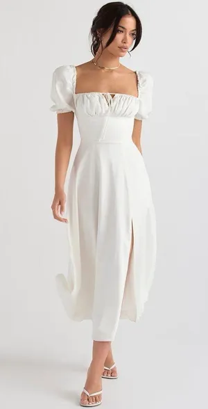 ‼️House of CB Tallulah White Puff Sleeve Midi Sundress‼️ thumbnail 1