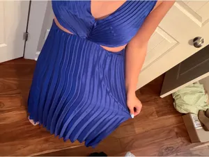 Long blue floral prom dress thumbnail 2